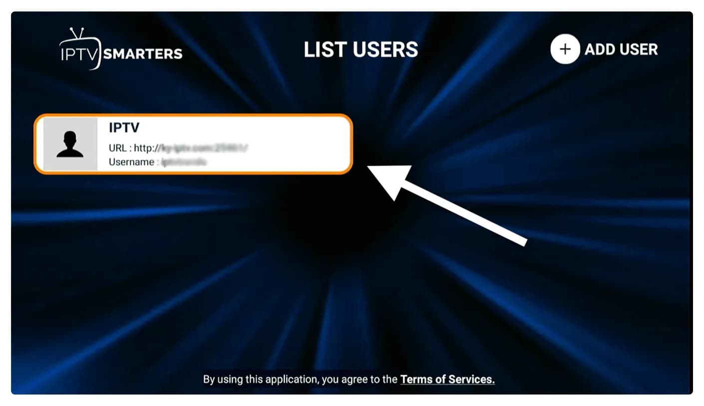 IPTV Smarters: gebruiker selecteren